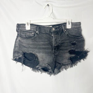 Women's Free People We the Free Black Distressed Jean Shorts Size 29
